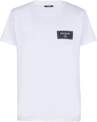 Balmain - T-Shirt With Logo Patch - Lyst