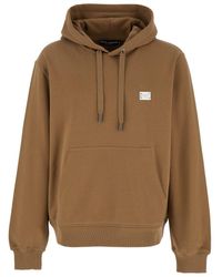 Dolce & Gabbana - Hoodie With Drawstring Hood And Logo Patch On The Front - Lyst