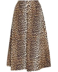 Ganni - Leopard Print Midi Skirt - Lyst