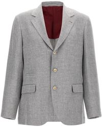 Brunello Cucinelli - Single-Breasted Linen Blend Blazer - Lyst