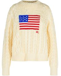 Polo Ralph Lauren - 'Aran' Ivory Cotton Sweater - Lyst