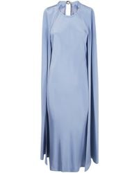 Max Mara - Managua Pure Silk Crepe De Chine Dress With Cape - Lyst
