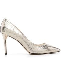 Jimmy Choo - Cracked Effect Leather Mini Romy Pumps 85 - Lyst