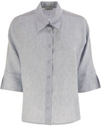 Peserico - Pure Linen Striped Canvas Shirt - Lyst
