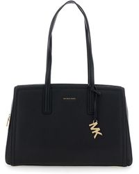 Michael Kors - 'Laila Medium' Handbag With Logo Lettering And Metallic Pendant On The Front - Lyst