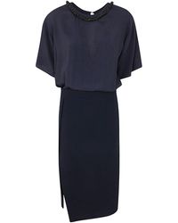 N°21 - Midi Dress With Pencil Skirt And Shirt Neck - Lyst