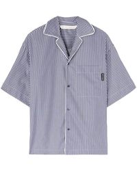 Palm Angels - Curved Logo-Print Striped Shirt - Lyst