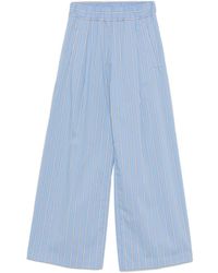 パンツ SEMICOUTURE Cotton blend trouser with striped motif Semicouture Jhonny Striped Cotton Trousers in Blue | Lyst