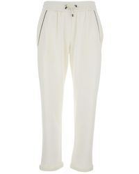 Brunello Cucinelli - Pants With Elastic Drawstring Waist And Monile Detail On The Pockets - Lyst