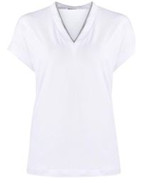 Brunello Cucinelli - Cotton V-Necked T-Shirt - Lyst