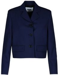 MSGM - Virgin Wool Crop Blazer - Lyst