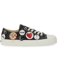 Moschino - Leather Sneakers With Playful Pins - Lyst