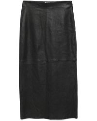 Alysi - Leather Midi Skirt - Lyst