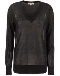 MICHAEL Michael Kors - T-Shirt With V Neck And Ribbed Trims - Lyst