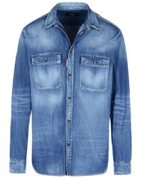 DSquared² - Light Jacket With Classic Collar And Logo Patch On The Front - Lyst