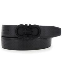 Ferragamo - Textured Calf Leather Belt With Double Adjuster Buckle - Lyst