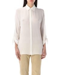 Ralph Lauren - Georgette Silk Button-Up Shirt - Lyst