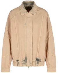 ブルゾン GOLDEN  DELUXE BRAND NANCY BOMBER JACKET IN DENIM Golden Goose Nancy Denim Bomber Jacket in Natural | Lyst