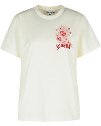 Ganni - 'Celestial' Cotton T-Shirt - Lyst