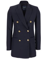 The Seafarer - 'Betty' Jacket With Shoulder Pads And Metallic Buttons - Lyst