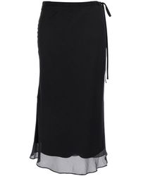 DUNST - Skirt With Side Knot Closure And Semi-Transparent Hem - Lyst