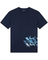 Paul & Shark - Cotton Jersey T-Shirt With Distressed Sharks Print - Lyst