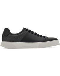 Ferragamo - Leather And Jacquard Fabric Monogram Clayton Sneakers - Lyst