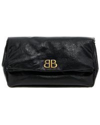 Balenciaga - Monaco Logo-Plaque Clutch Bag - Lyst