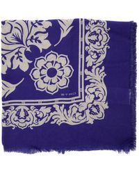 Etro - Scarf With All-Over Floral Print And Lettering Logo - Lyst