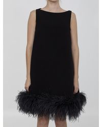 Valentino Garavani - Mini Dress With Feathers - Lyst