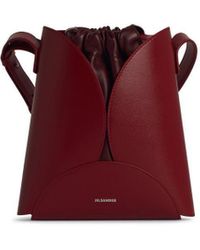 【送料&関税込】Jil Sander curve Burgundy Leather Crossbody Jil Sander 'curve' Burgundy Leather Crossbody Bag in Red | Lyst