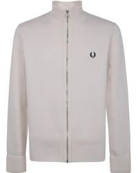 Fred Perry - Chunky Rib Zip Through Cardigan - Lyst