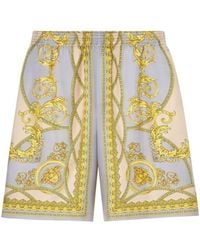 Versace - Barocco Print Silk Shorts - Lyst
