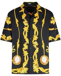 Versace - Shirt With Cuban Collar And All-Over Graphic Print - Lyst