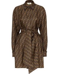 Fendi Cappuccino Flannel Dress in Natural | Lyst
