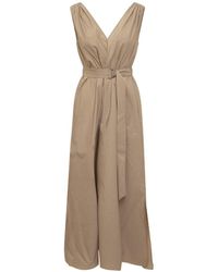 Brunello Cucinelli - Techno Cotton Poplin Dress With Precious Shoulder Detail - Lyst