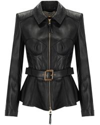 Elisabetta Franchi - Leather Belted Jacket - Lyst