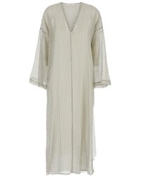 Jucca - Caftan With V Neckline And All-Over Striped Motif - Lyst