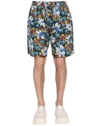 YMC - Bermuda With Floral Print - Lyst