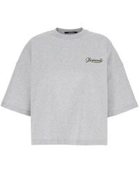 Jacquemus - 'Le T-Shirt Corto' T-Shirt With Logo Lettering On The Front And Wide Short Sleeves - Lyst