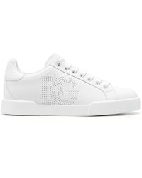 Dolce & Gabbana - Portofino Leather Sneaker With Perforated Logo - Lyst