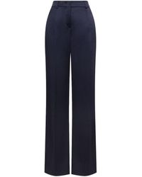 Alberta Ferretti - Satin Finish Silk-Blend Trousers - Lyst