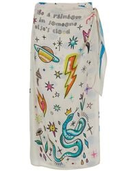 ME 369 - 'Amber' Wrap Skirt With All-Over Print - Lyst