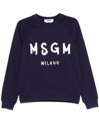MSGM - Crewneck Sweatshirt With Logo Print - Lyst