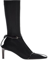Jil Sander - Leather Ankle Boots With Buckle Straps - Lyst