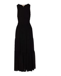 Michael Kors - Crewneck Sleeveless Long Dress With Ruches And Ruffled Skirt - Lyst