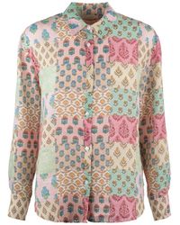 Mc2 Saint Barth - Classic Linen Shirt With Floral Patch Print - Lyst
