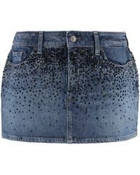 7 For All Mankind - Elena Denim Mini Skirt - Lyst