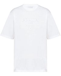Prada - Raised Logo Round-Neck T-Shirt - Lyst