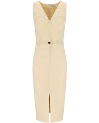 Elisabetta Franchi - Crepe Bustier Dress With Contrasting Topstitching - Lyst
